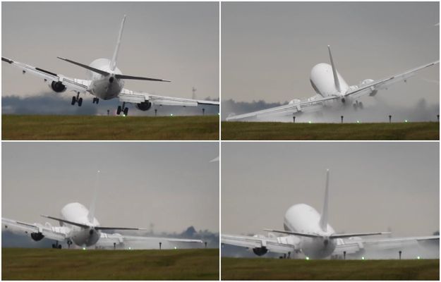 Przerażające lądowanie Boeinga 737. Samolot niemal zarył skrzydłem o ziemię