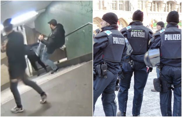 Imigranci zepchnęli kobietę ze schodów. Policja skupiła się jednak na szukaniu osoby, która opublikowała wideo w sieci