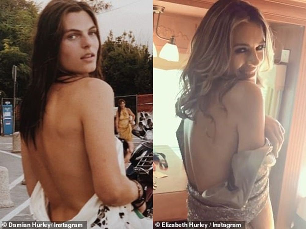 Zdjęcie z: https://www.dailymail.co.uk/tvshowbiz/article-7341077/Damian-Hurley-17-spitting-image-mother-Elizabeth-54-mimics-pose.html 