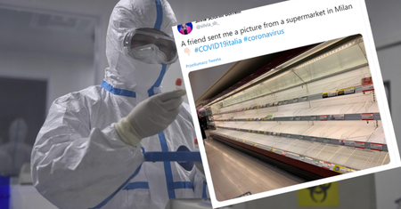 Panika we Włoszech. Sklepy ogołocone ze strachu przed koronawirusem