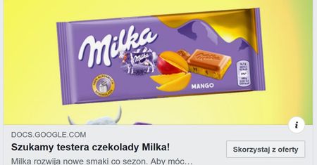 Nie daj się nabrać: to nie rekrutacja na testera czekolady, tylko wyłudzanie danych osobowych