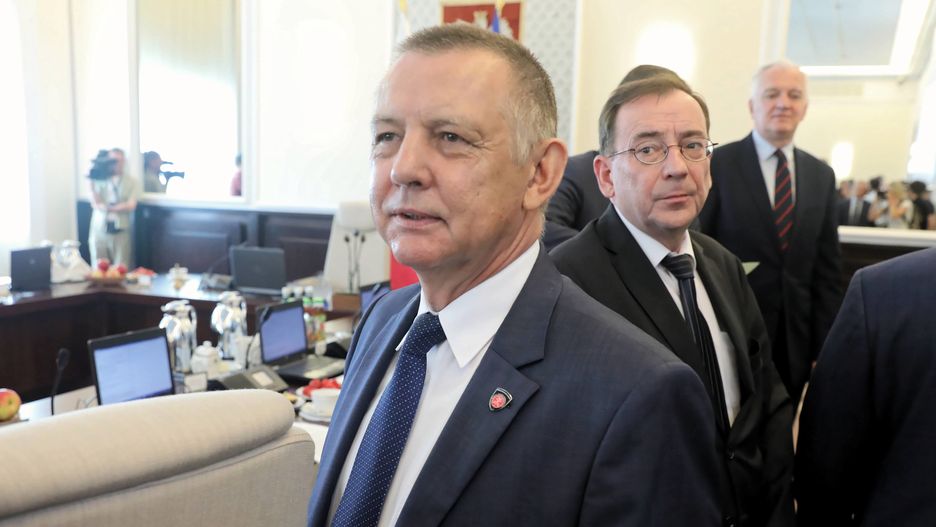 Prezes NIK Marian Banaś i minister Mariusz Kamiński