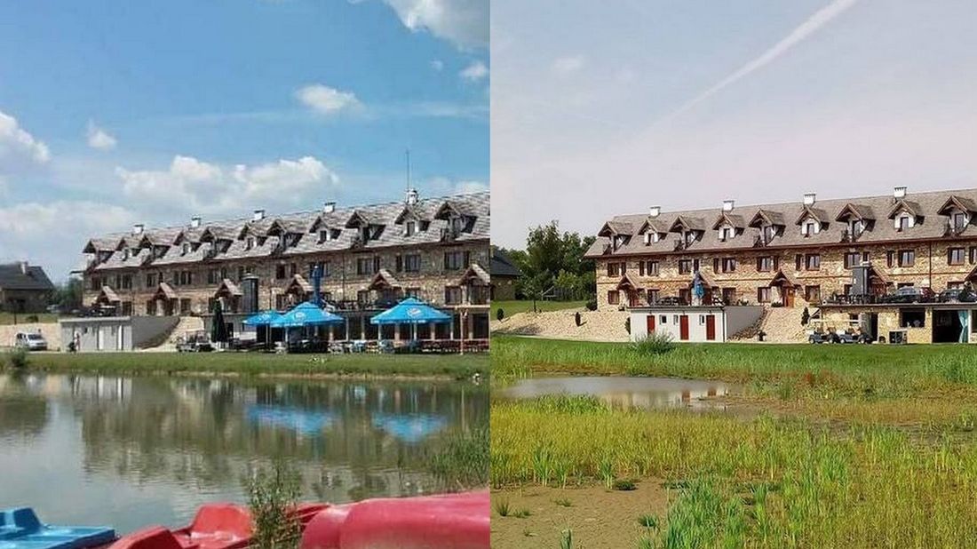 Zdjęcie po lewej pokazuje Miłocin sprzed roku. Te po prawej pokazuje, jak ośrodek wygląda teraz. 