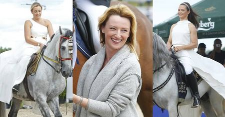 Kinga Rusin i Karolina Ferenstein-Kraśko w białych kreacjach na koniach. Za to Urszula Chincz postawiła na totalny luz