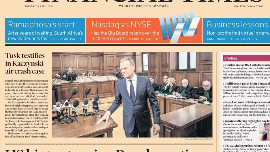 Donald Tusk na okładce "FT"