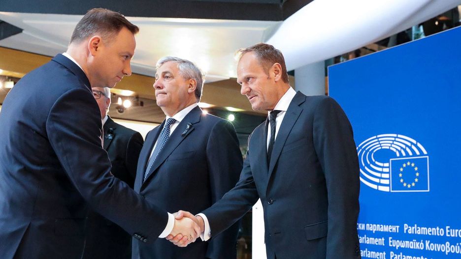Prezydent Andrzej Duda i przewodniczący RE Donald Tusk.