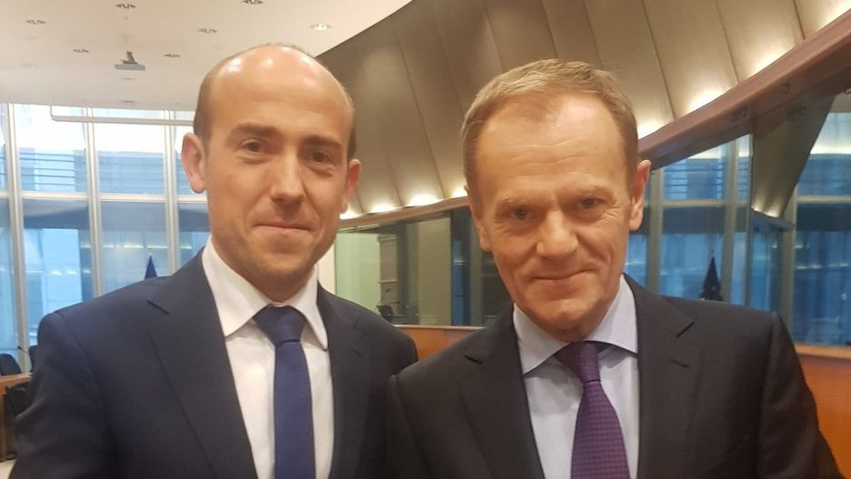 Bruksela. Borys Budka (L) oraz Donald Tusk 