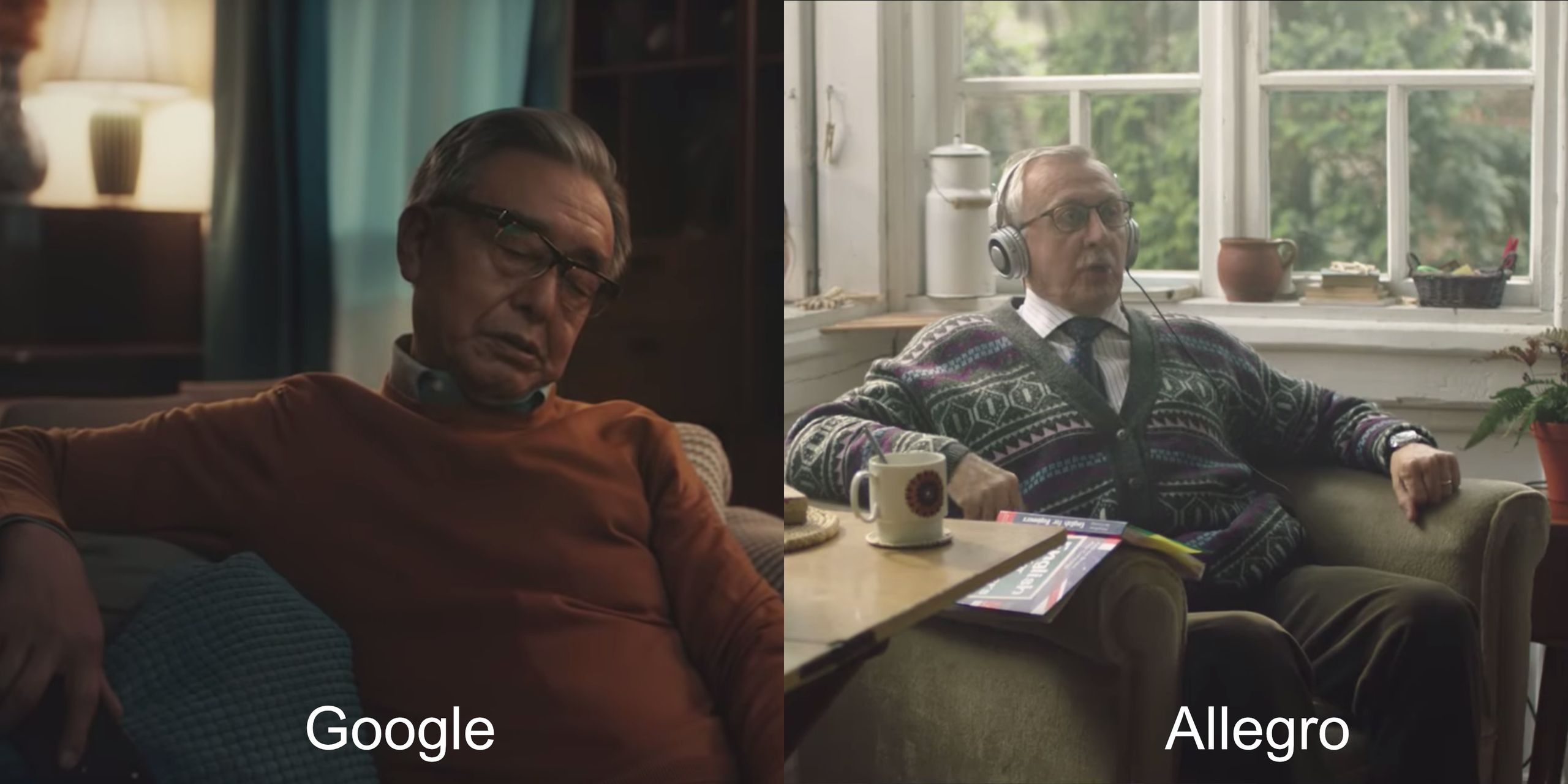 Kadry z filmów Google i Allegro 