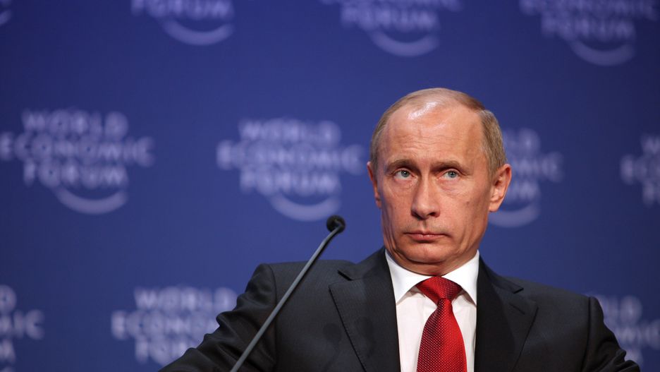 DAVOS-KLOSTERS/SWITZERLAND, 28JAN09 - Vladimir Putin, Prime Minister of the Russian Federation captured during the 'Opening Plenary of the World Economic Forum Annual Meeting 2009' at the Annual Meeting 2009 of the World Economic Forum in Davos, Switzerland, January 28, 2009.Copyright by World Economic Forumswiss-image.ch/Photo by Remy Steinegger