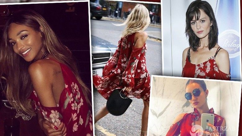 czerwona sukienka w kwiaty magda butrym