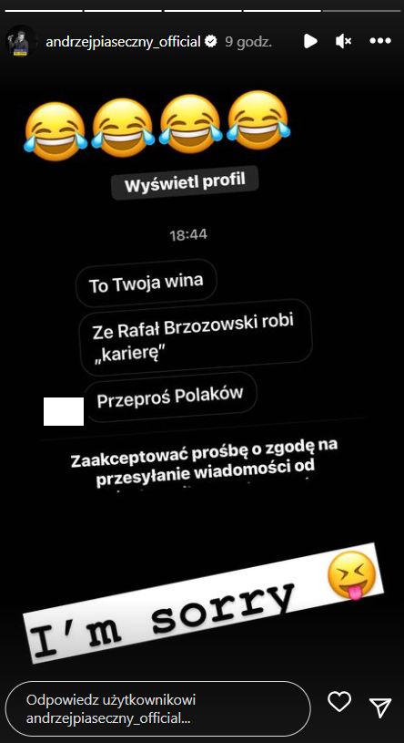 Andrzej Piaseczny przeprosił Polaków