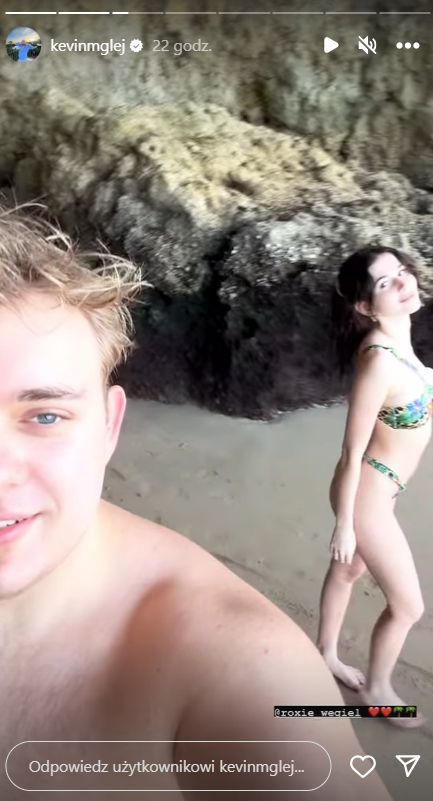 Kevin Mglej nagrał Roksanę Węgiel w bikini (fot. InstaStories)