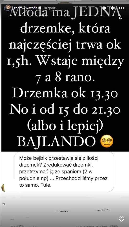 Zosia Zborowska o usypianiu córki