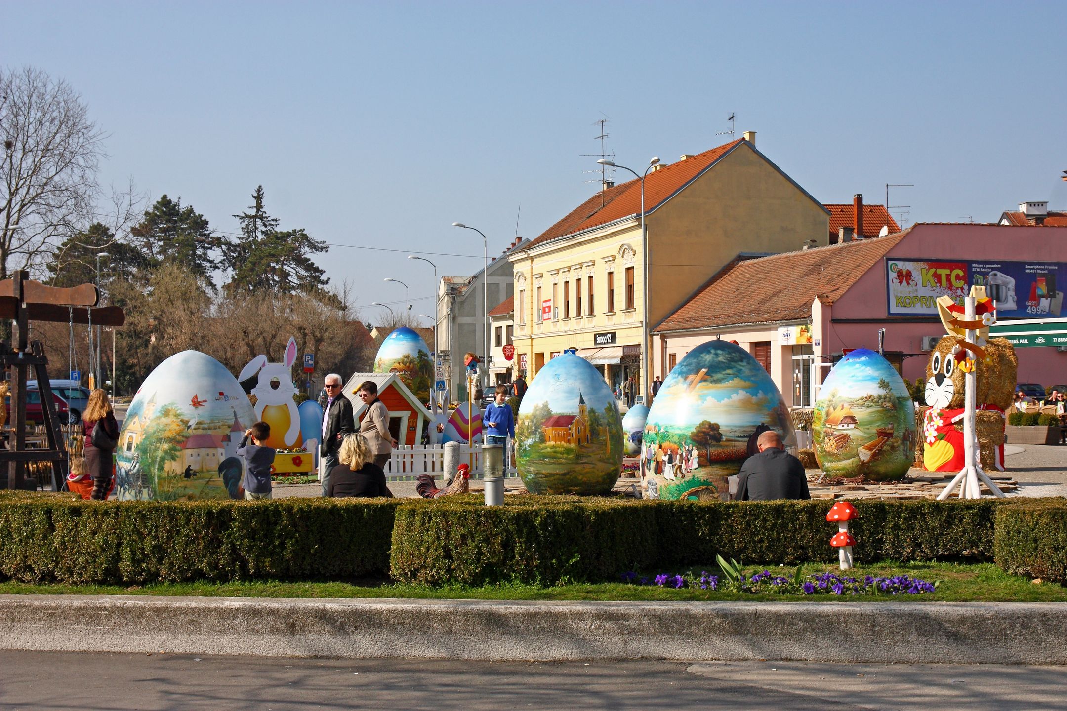 CROATIA KOPRIVNICA, 20 MARCH 2016: Exhibition of large Easter eggs 'Egg from the heart' at Zrinski square in Koprivnica, Croatia 