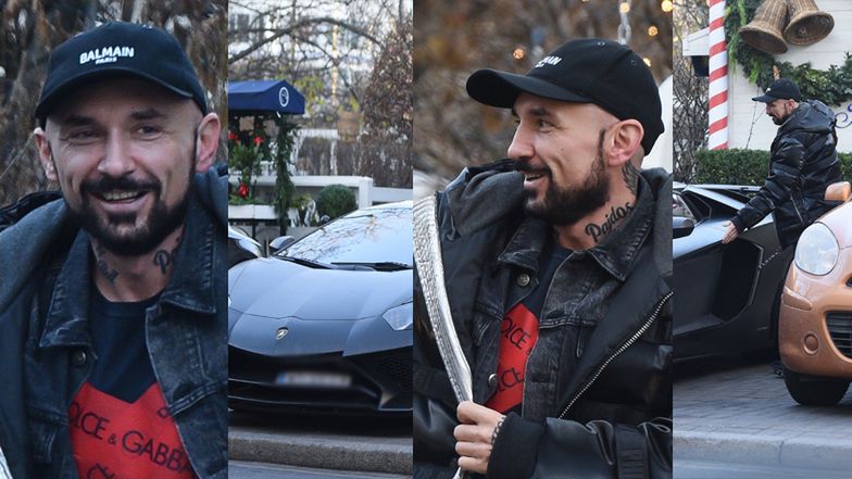 Zadowolony Patryk Vega wsiada do "batmobilu" za 2,5 miliona złotych (ZDJĘCIA)