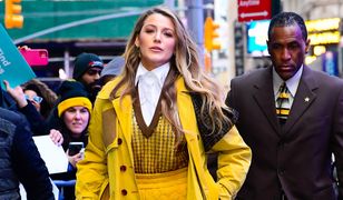 Blake Lively w żółtych szortach na gumce. Wygoda i mocny kolor