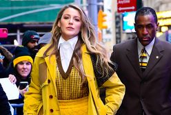 Blake Lively w żółtych szortach na gumce. Wygoda i mocny kolor