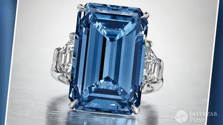 Największy na świecie niebieski diament Oppenheimer Blue sprzedany za prawie 58 mln dolarów na aukcji w domu aukcyjnym Christie's (fot. Instagram)