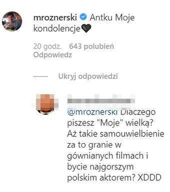 Mikołaj Roznerski zaatakowany przez internautę
