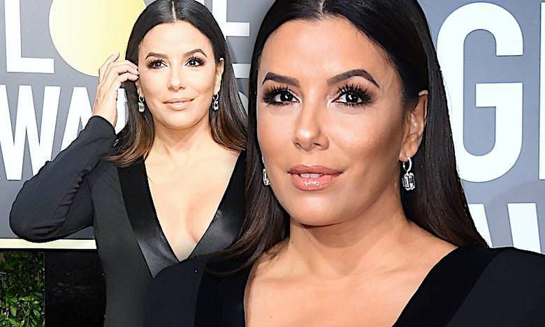 Eva Longoria Złote Globy 2018 kreacja brzuszek