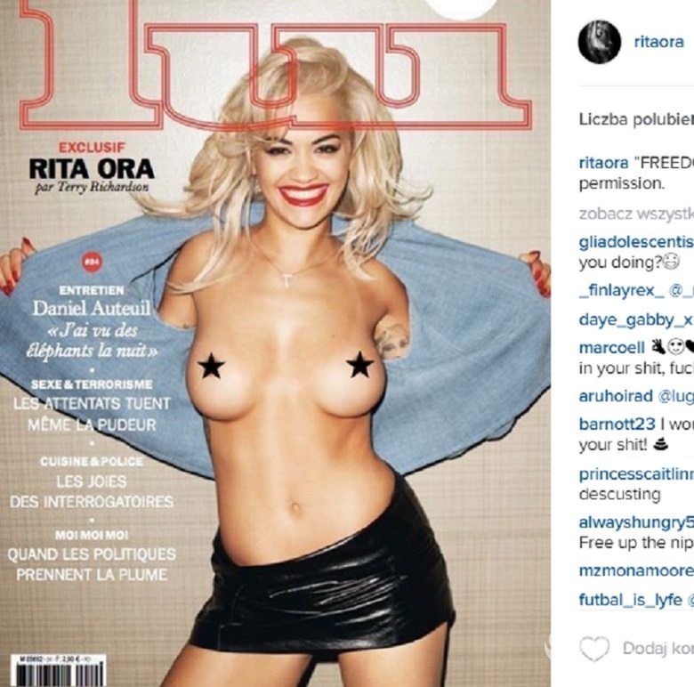 Rita Ora toples w magazynie Lui
