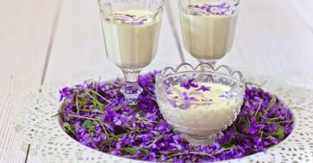 Panna Cotta z fiołkami i białą czekoladą