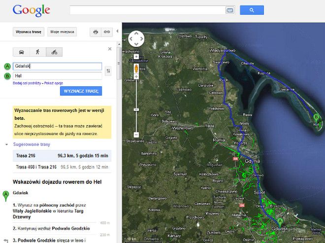 Google podpowie jak dojechać rowerem