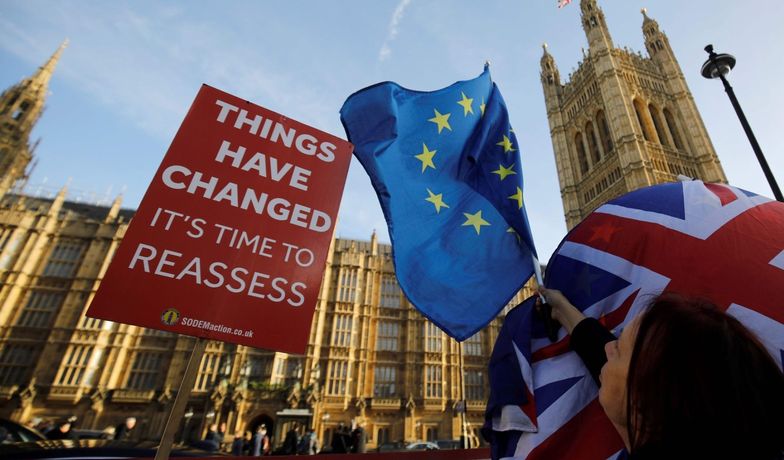 Przeciwnicy brexitu przed brytyjskim parlamentem