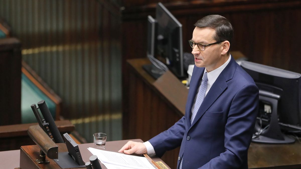 Premier Mateusz Morawiecki podczas exposé.