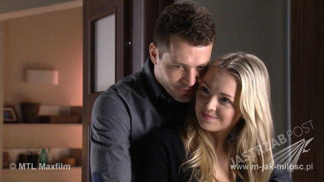 Tomek Chodakowski (Andrzej Młynarczyk), Joanna (Barbara Kurdej-Szatan) w  1153 odcinku ''M jak miłość''
Fotografia: mjakmilosc.tvp.pl