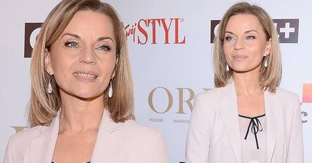 Orły 2017: Małgorzata Foremniak w jasnym garniturze na gali. Klasykę przełamała fikuśną koszulką