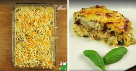 Schab zapiekany w sosie śmietanowo-pieczarkowym. Pomysł na prosty przepis