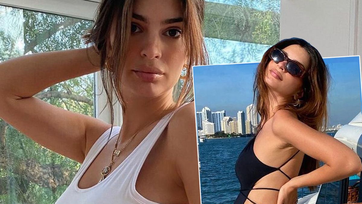 Ciężarna Emily Ratajkowski opala się na jachcie. Tylko ona mogła tak zmysłowo wyeksponować duży brzuszek