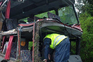 25 rannych w wypadku autobusu na Węgrzech