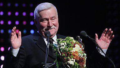 Lech Wałęsa podczas gali Wiktorów 2005
