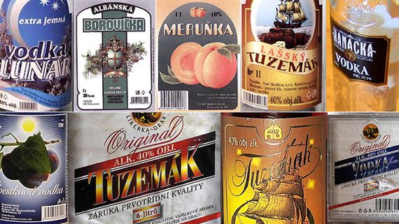 Opublikowane przez czeską policję etykiety "wyrobów alkoholowych" zawierających metanol