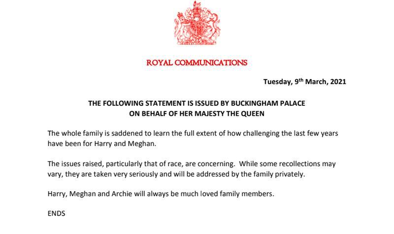 Pałac Buckingham wydał oświadczenie w sprawie Meghan i Harry'ego