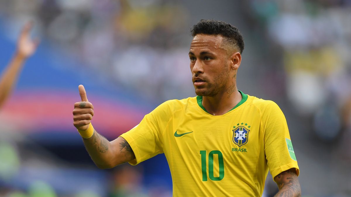 <enter caption here> during the 2018 FIFA World Cup Russia Round of 16 match between Brazil and Mexico at Samara Arena on July 2, 2018 in Samara, Russia.