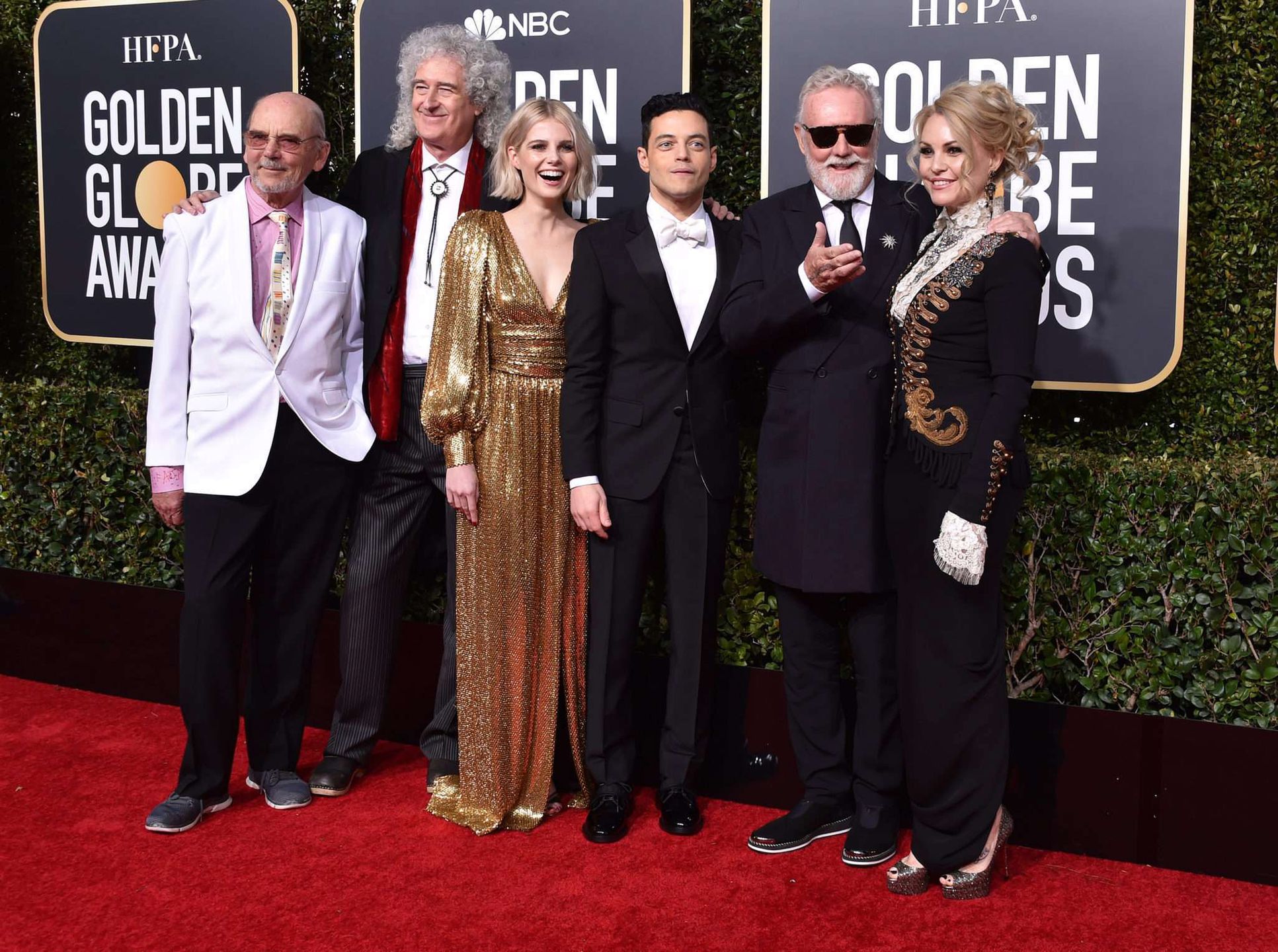 Brian May, Roger Taylor, Rami Malek - Lucy Boynton - Złote Globy