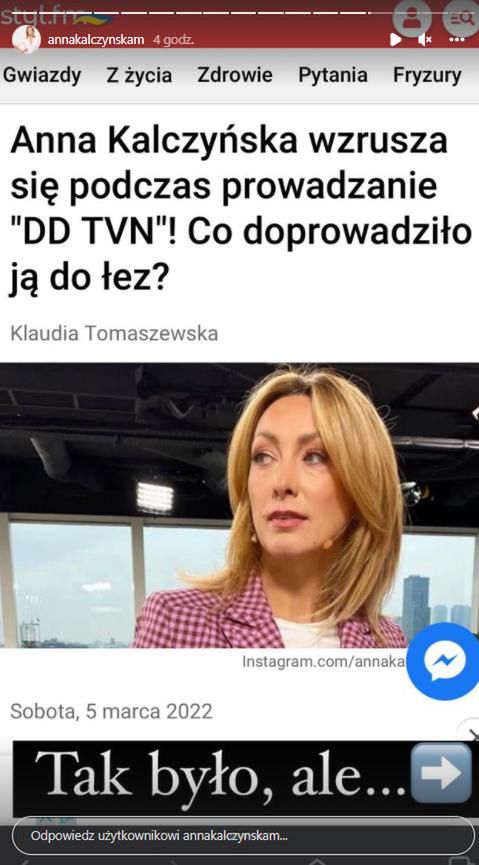 Anna Kalczyńska wzruszyła się w DDTVN