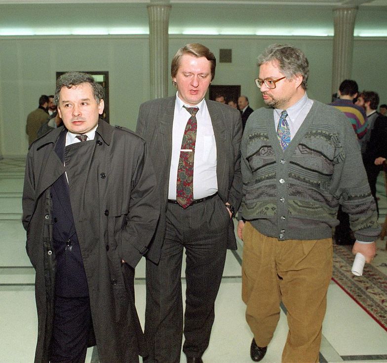 Jarosław Kaczyński, Sławomir Siwek i Adam Glapiński (pierwszy z prawej)