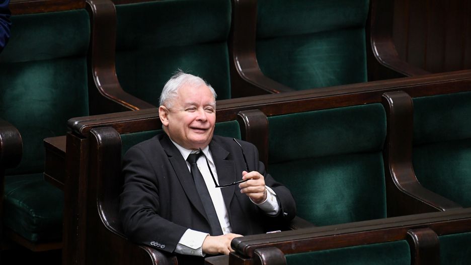 Koronawirus w Polsce. Prezes Jarosław Kaczyński podczas obrad Sejmu.
