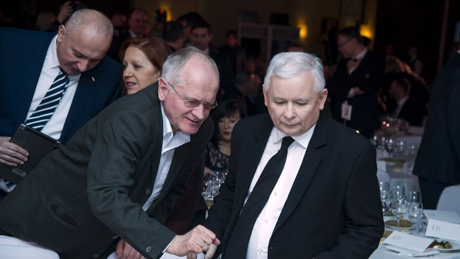 Szef Rady Mediów Narodowych Krzysztof Czabański i prezes PiS Jarosław Kaczyński.