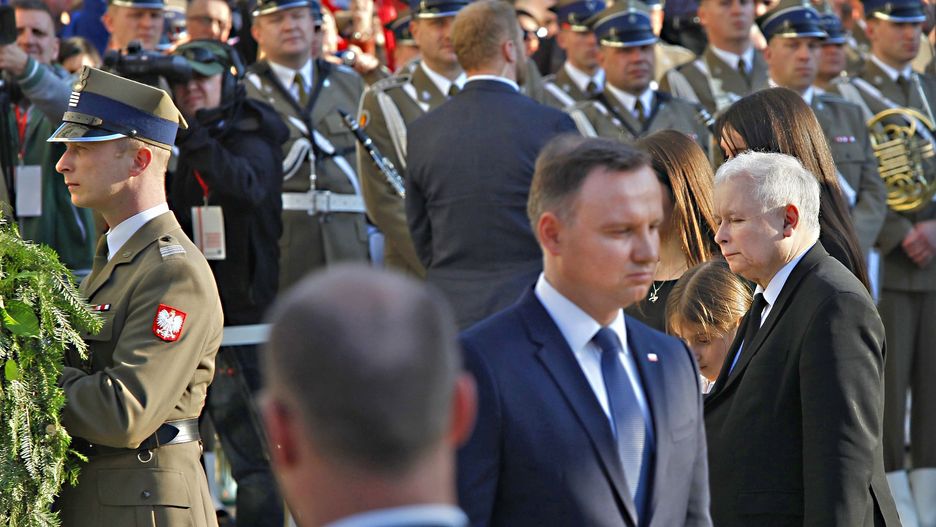 Prezes PiS Jarosław Kaczyński oraz prezydent Andrzej Duda