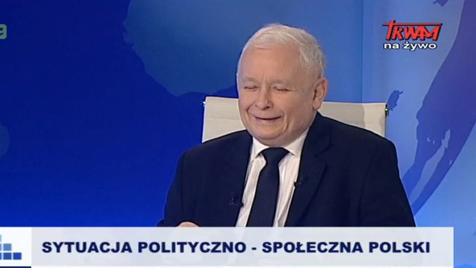 Jarosław Kaczyński podczas wywiadu w Telewizji Trwam.