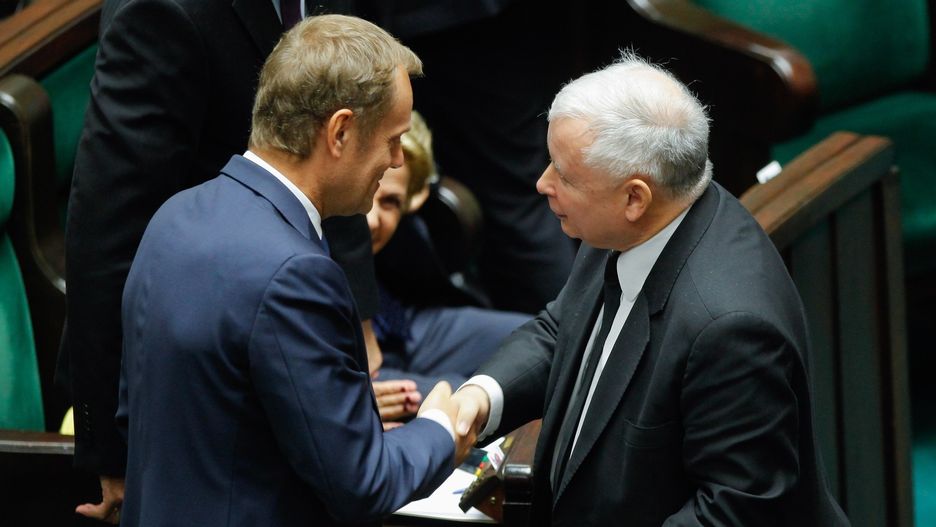 Donald Tusk i Jarosław Kaczyński w Sejmie