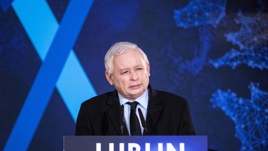 Lublin. Jarosław Kaczyński podczas wiecu wyborczego