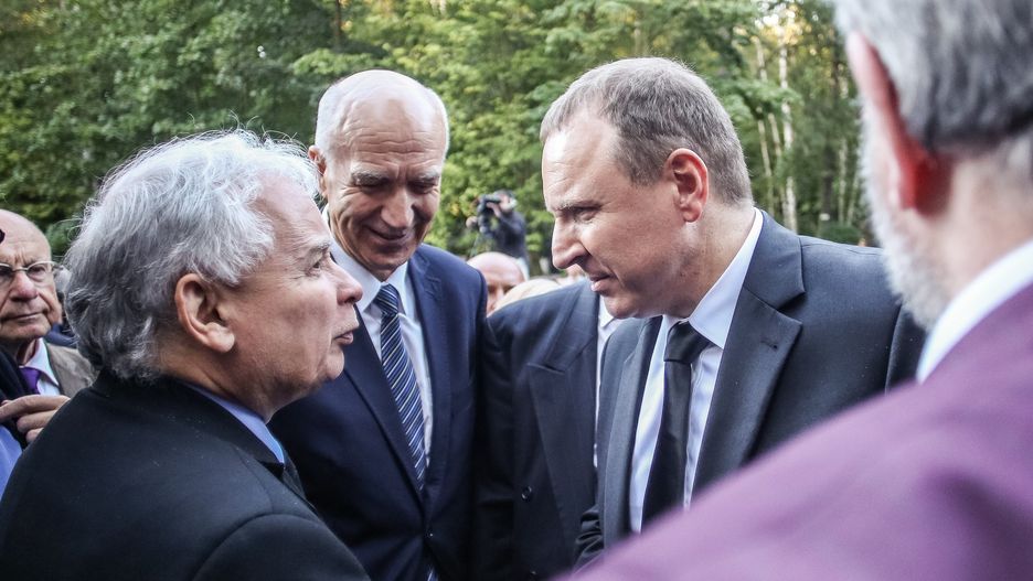 Prezes PiS Jarosław Kaczyński i szef TVP Jacek Kurski