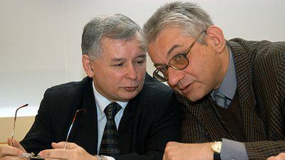 Jarosław Kaczyński oraz Ludwik Dorn podczas Rady Politycznej PiS