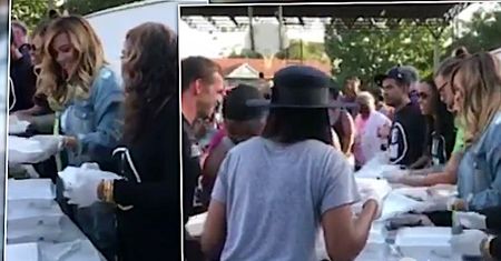 Beyonce zamieniła mikrofon na chochlę i wydała 400 obiadów dla ofiar huraganu  [WIDEO]
